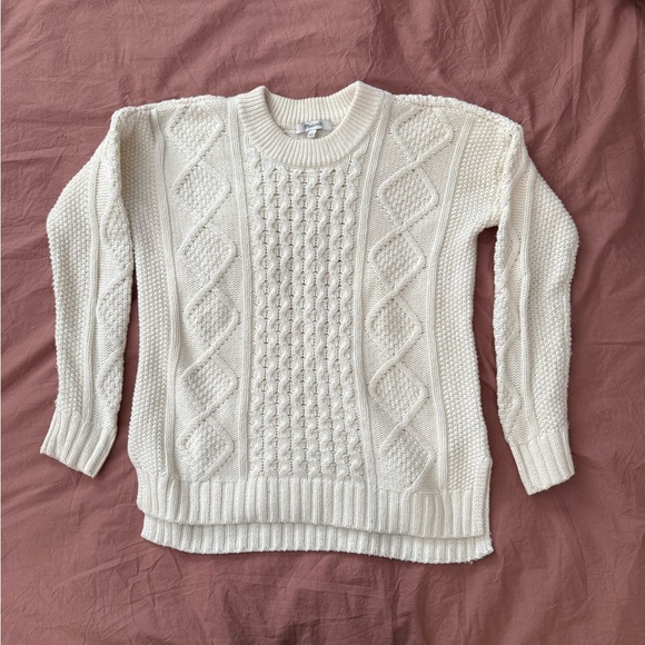 Madewell Cable-Knit Sweater - cotton, ivory color, crew neck - Picture 4 of 8